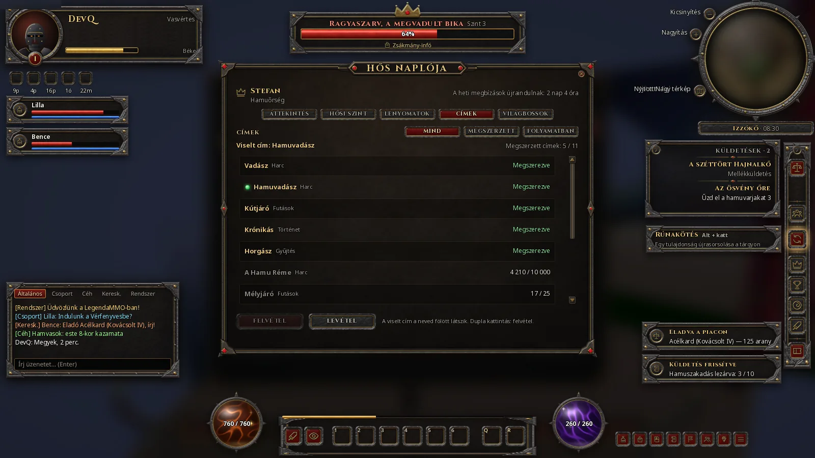 Titles in the Hero's Journal.
