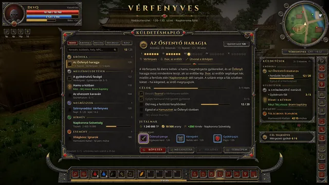 The Quest Journal: Chronicle, side quests, contracts, reputation and events – with objectives, rewards and a choice of item.