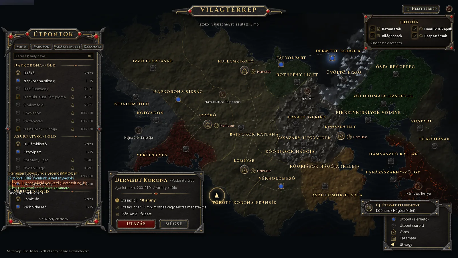 World map and waypoints.